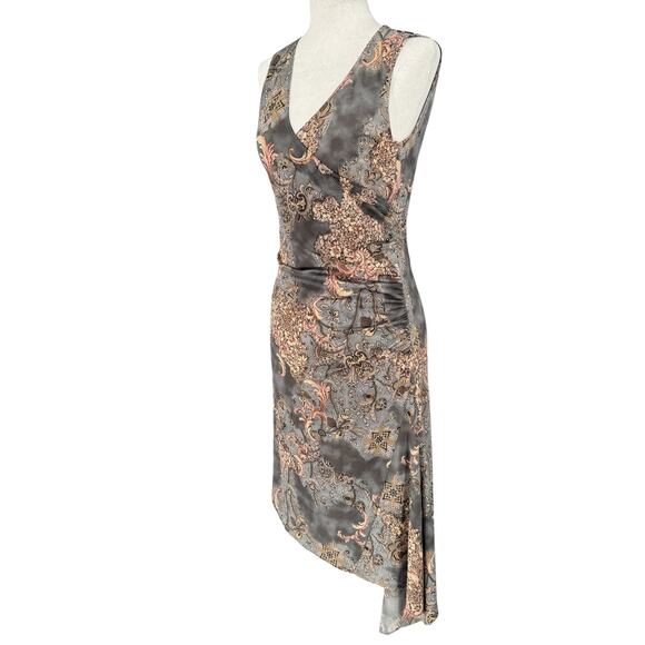 Y2K Vintage Wrap Dress Womens SM Floral Midi Party Whimsigoth Fairy Assymetrical - Picture 3 of 10